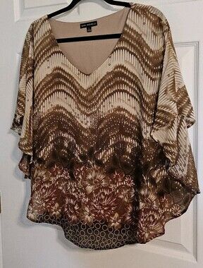 Sara Michelle Size-Large Butterfly Sleeve Blouse
